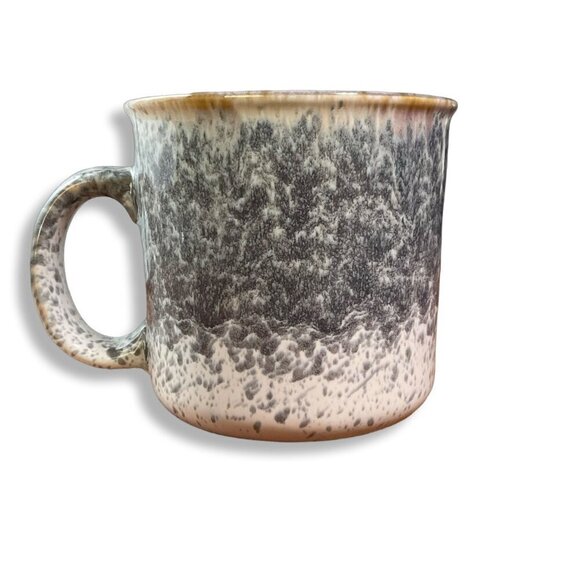 Meritage Mug Oversized Gray Ivory Ombré Abstract Stoneware Coffee Tea Soup 4"x4" - Picture 3 of 8